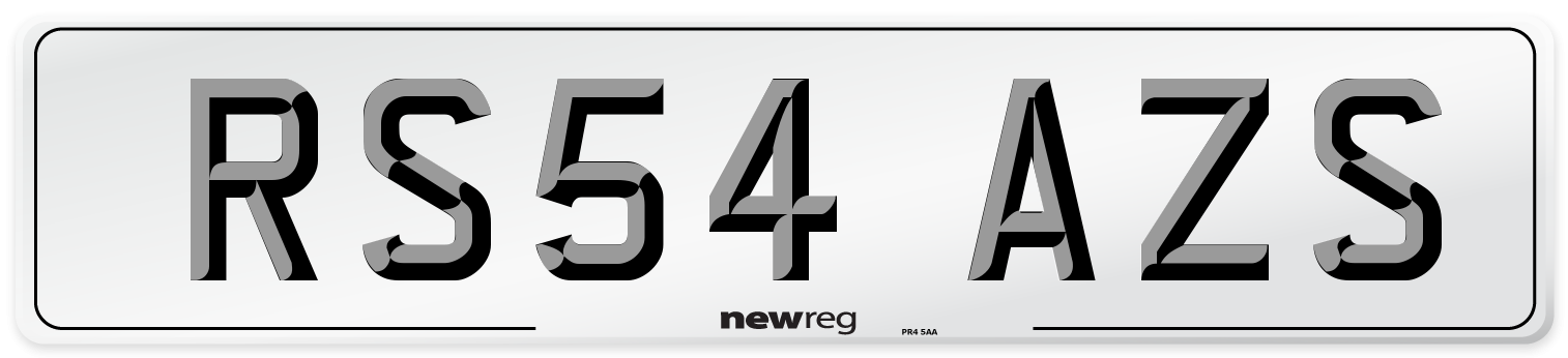 RS54 AZS Number Plate from New Reg